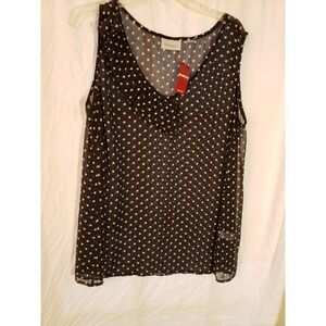 Women's Avenue Sleeveless Black Polka Dot Sheer Top Size 18/20 (H333)